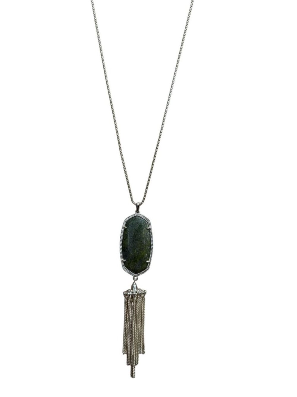 Kendra Scott Rayne Long Gold Necklace With Pyrite Stone & Tassel Pendant - Picture 6 of 13
